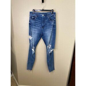 American Eagle Womens Distressed Super Stretch Jeans 12 Regular Medium Wash